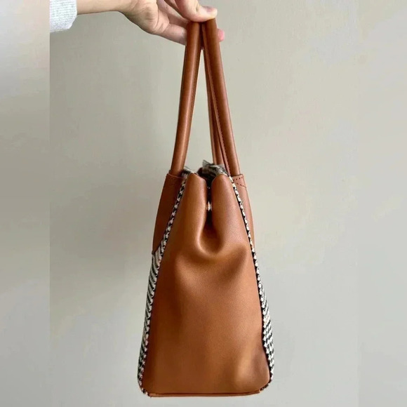 a new day Satchel Handbag,Multicolored/Brown/Green/White Houndstooth Crossbody - Picture 6 of 15